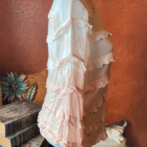 NEW Chaser peach dipdye button down shirt size S - Picture 5 of 6